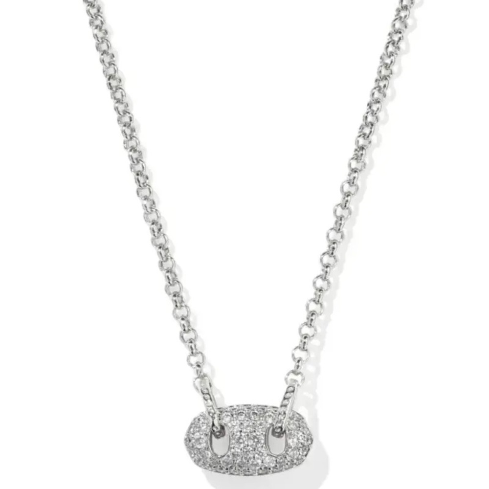 NEW Kendra Scott Necklace with Pave White Cz and Adjustable Chain